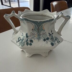 Antique W.H. Grindley Milton Flow Blue Sugar Bowl Ironstone England Victorian